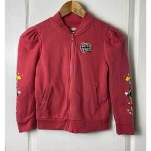 Power Puff Girls Pink Puff Sleeve Full Zipper Knit Jersey Jacket Girls Size 8